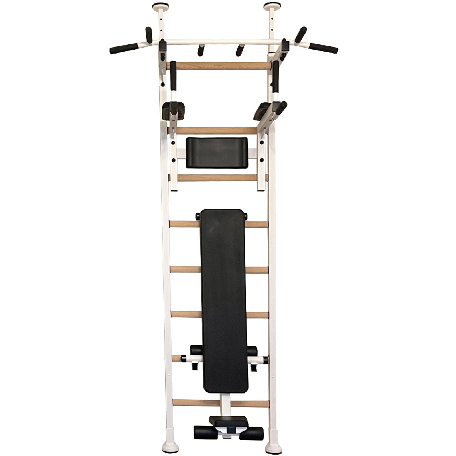 Dip station store with bench