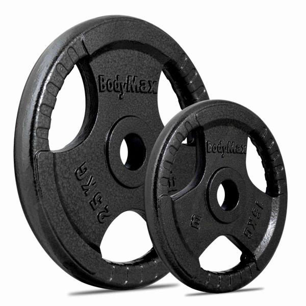 BodyMax Olympic Cast Iron Tri-Grip Weight Disc Plates - Dark Grey