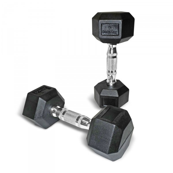 BodyMax 4 Pair Rubber Hex Dumbell Set