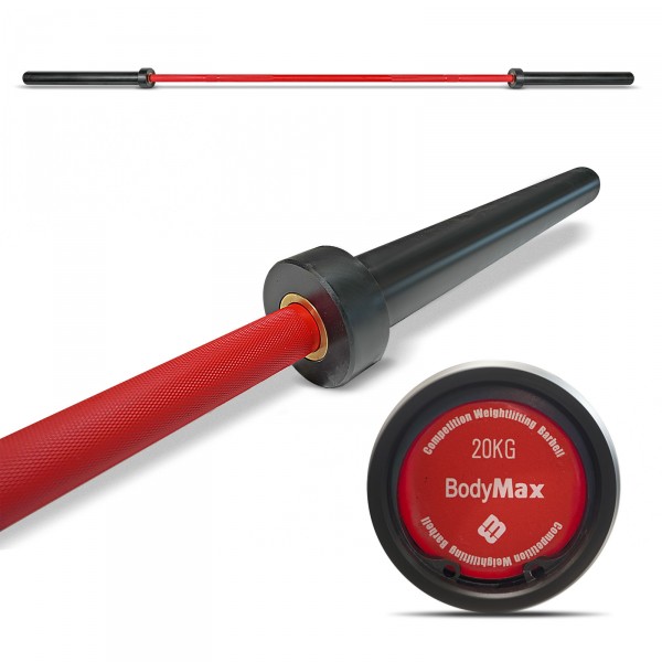 BodyMax 7ft 20kg Black/Red Competition Olympic Barbell