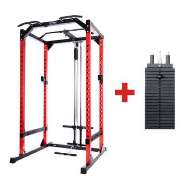 BodyMax CF475 Heavy Power Rack System with Lat/Low Pulley and 95Kg Selectorised Weight Stack