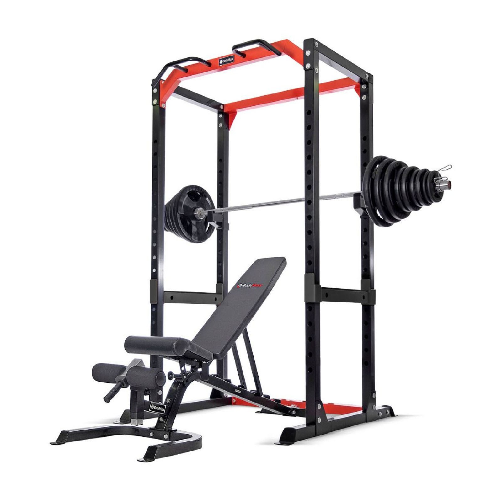 Bodymax Cf485 Power Rack With 145kg Rubber Olympic Weight Kit And Bodymax Cf430 Bench Powerhouse Fitness