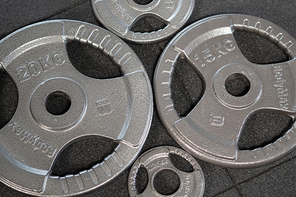 BodyMax Olympic Cast Iron Tri-Grip Weight Plates - Light Grey