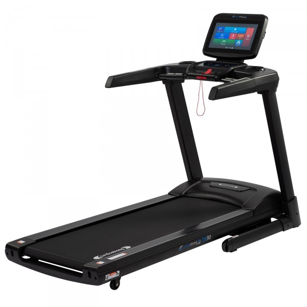 Touchscreen control at your fingertips – easily navigate workouts on the cardiostrong TX90 HD Smart Folding Treadmill’s 15.6-inch interactive console.