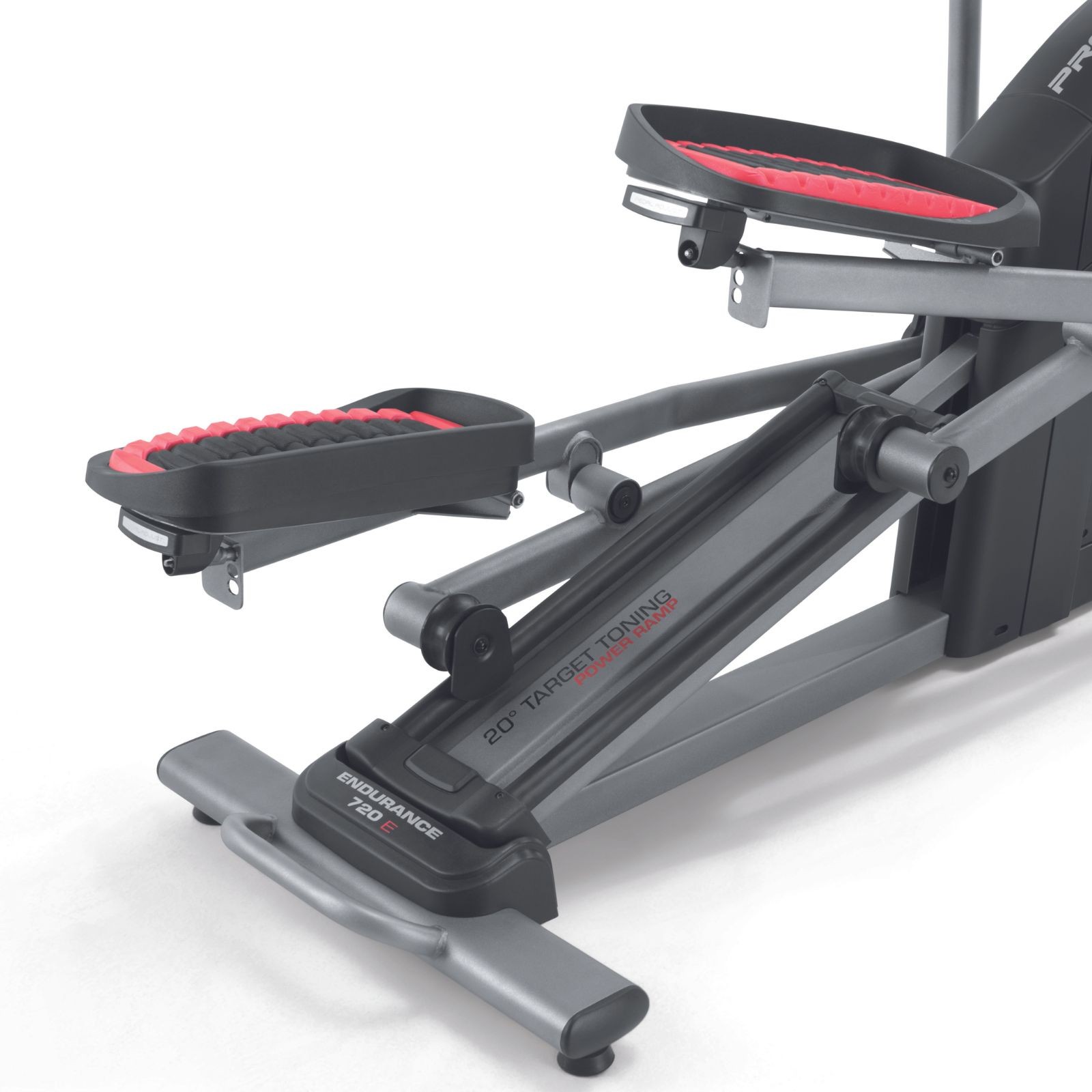 Customisable 20 levels of magnetic resistance, incline up to 20°, and adjustable stride length on the ProForm 720E Endurance Elliptical Cross Trainer.
