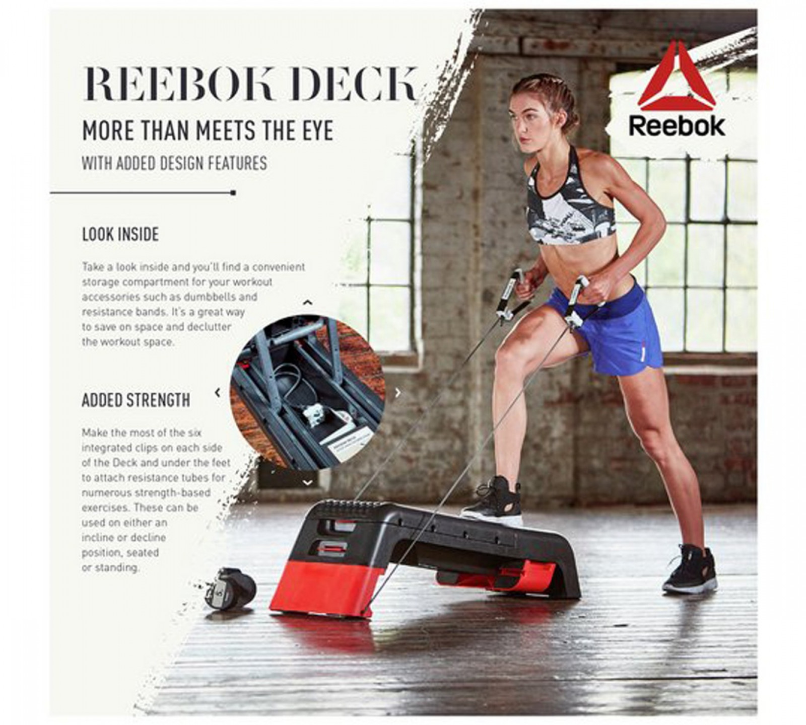 reebok deck aerobic step and training bench