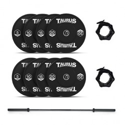 Taurus 150kg Bumper Black Olympic Weight Set with Bar