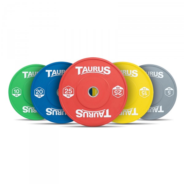 The Taurus Coloured Olympic Rubber Bumper Weight Plates offer exceptional durability with rigorous drop testing.
